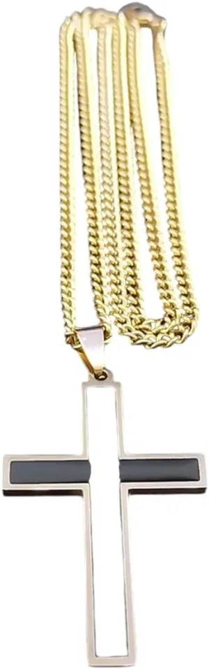 New 2025 Arrival Hip Hop Punk Jesus Cross Pendant Long Necklace For Women Men Stainless Steel Gold-Plated Christianity Necklaces With For You Accessories Trendy Creative Gift
