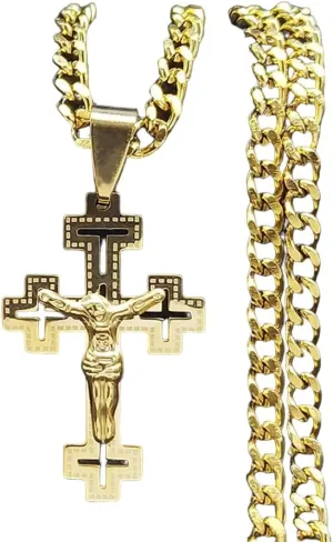 New 2025 Fashion Stainless Steel Catholic Jesus Pendant Necklace Women/Men Gold Color Necklaces Jewelry Collar Choker Jewelry Fashion Accessories Creative Gift