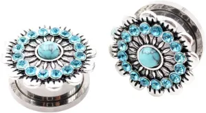 New 2026 Arrive Unisex 2Pcs Stainless Steel Flower Zirconia Moon Star Clock Heart Screw Ear Tunnels Plugs Expander Gauges Body Piercing Jewelry Fashion Accessories Creative For Women And Men Men