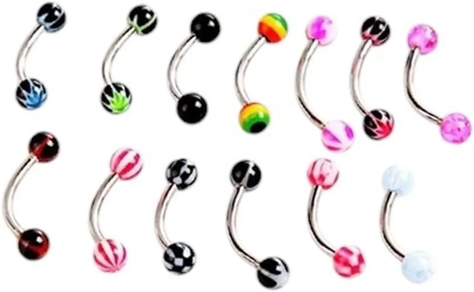 New 2026 Arrive Unisex Painted Mix Eyebrow Piercing Set Stainless Steel Spike Ring Lot Multipack Tongue Snake Bite Barbell Jewelry Findings Fashion Trendy Accessories Creative Gift For Women And Men