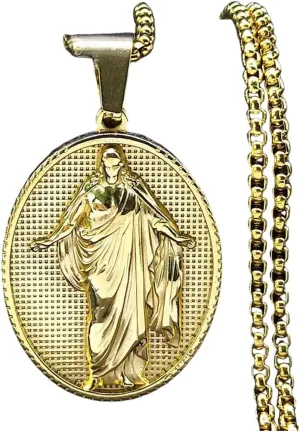 New 2026 Christian Jesus Christ Medal Pendant Necklace For Men Women Stainless Steel Gold Color Chain Necklaces Jewelry Collar Decoration Luxury Accessories Trendy Best Gift
