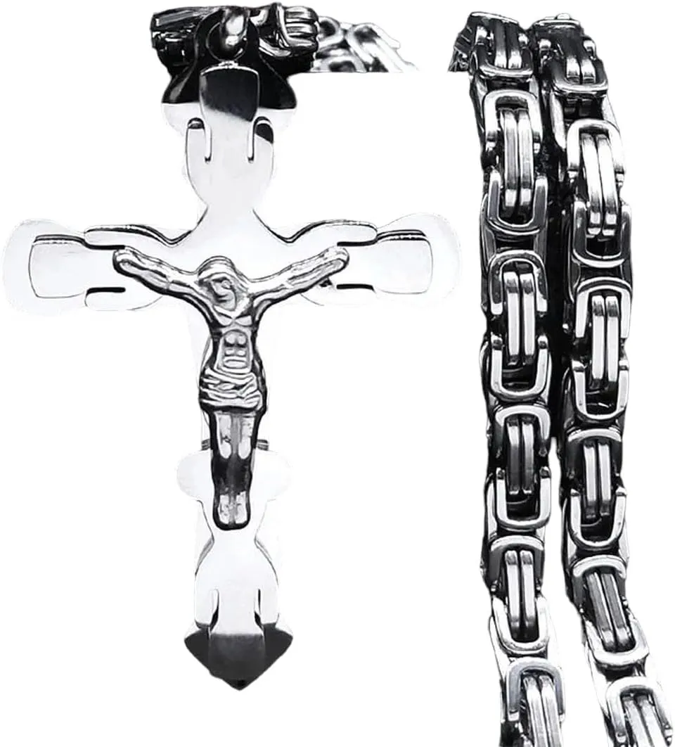 New For 2025 Christ God Cross Jesus Pendant Necklace For Men Stainless Steel Crucifix Necklaces Christmas Gift Jewelry Colar Masculino Fashion Accessories Creative Gift