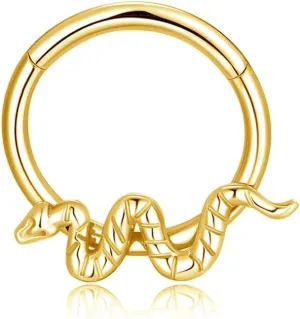 NewZenro Snake Nose Ring 16G Septum Rings Clicker Stainless Steel Daith Cartilage Rook Tragus Sleeper Hoop Earrings Segment Ring Hinged Helix Conch Hoops Punk Animal Body Jewelry Gifts 1 Pc