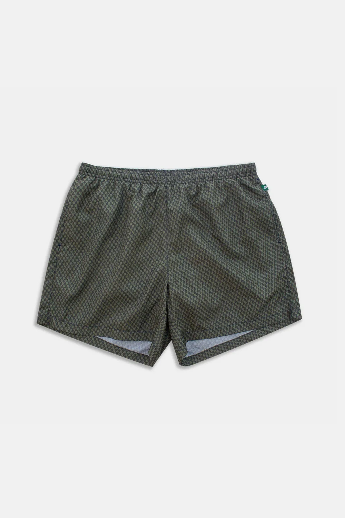 Olive Check Runner Swim Trunks