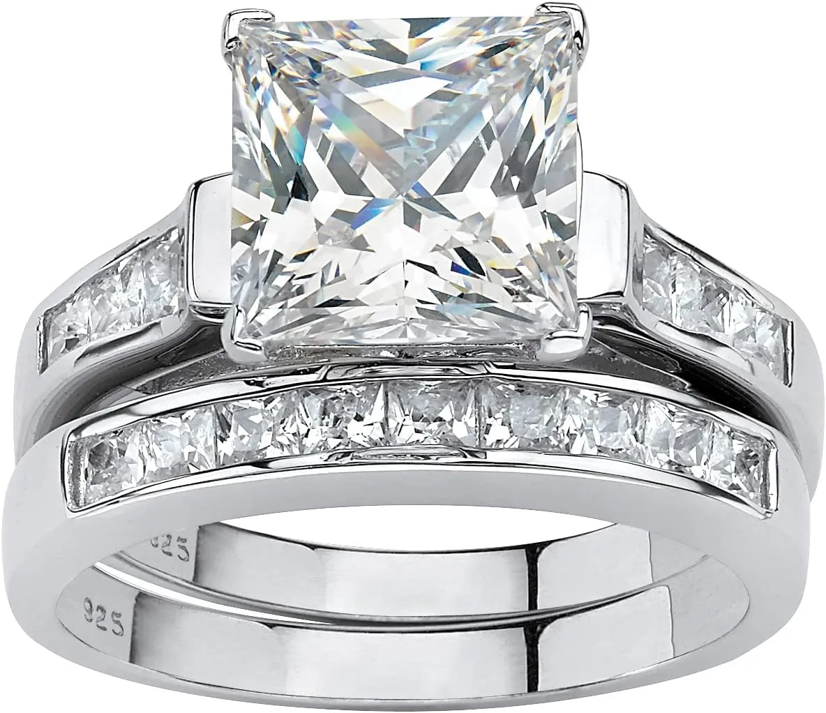 Palm Beach Jewelry 3.81 TCW CZ 2-Piece Bridal Set in Platinum Plated .925 Sterling Silver