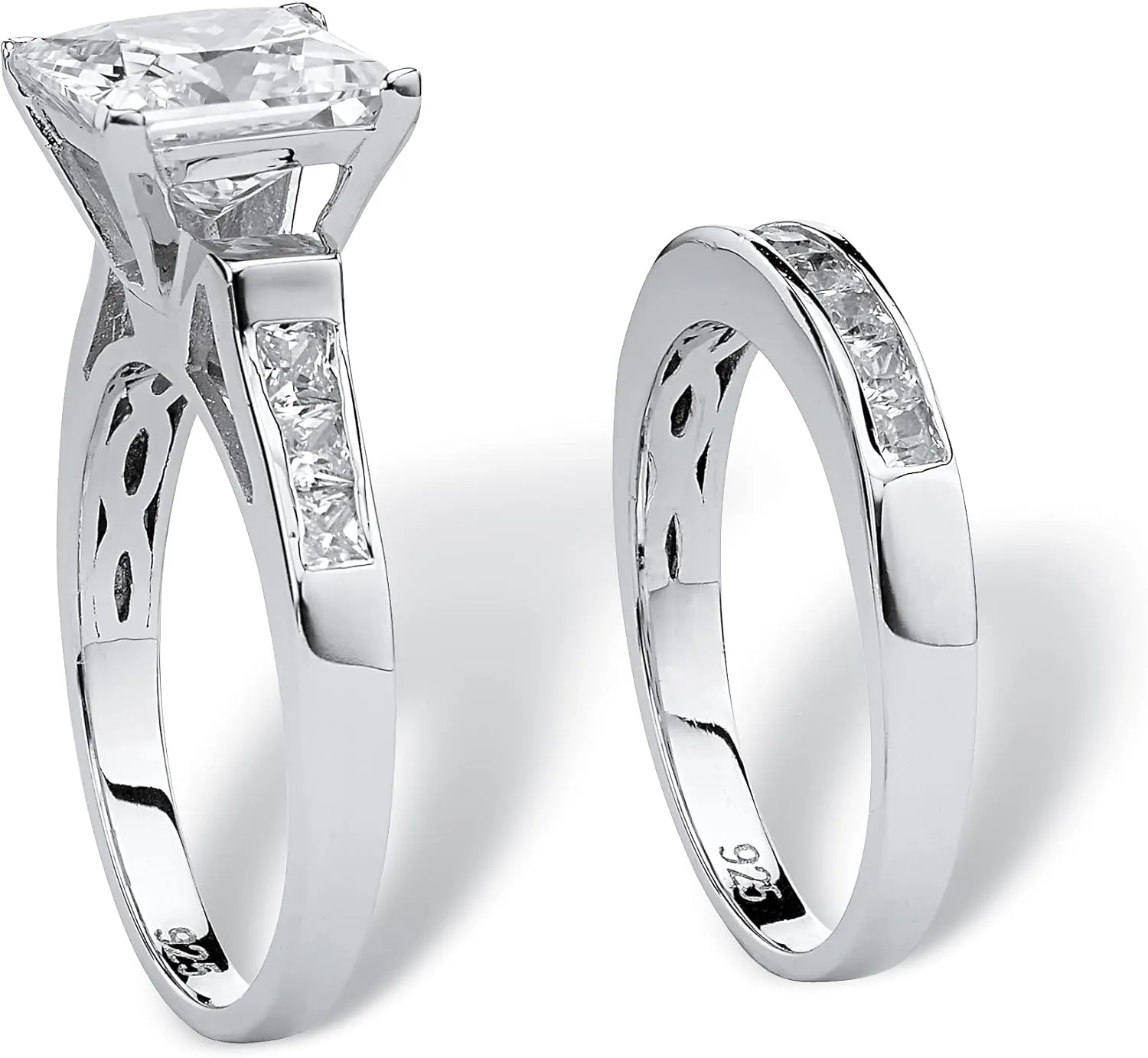Palm Beach Jewelry 3.81 TCW CZ 2-Piece Bridal Set in Platinum Plated .925 Sterling Silver