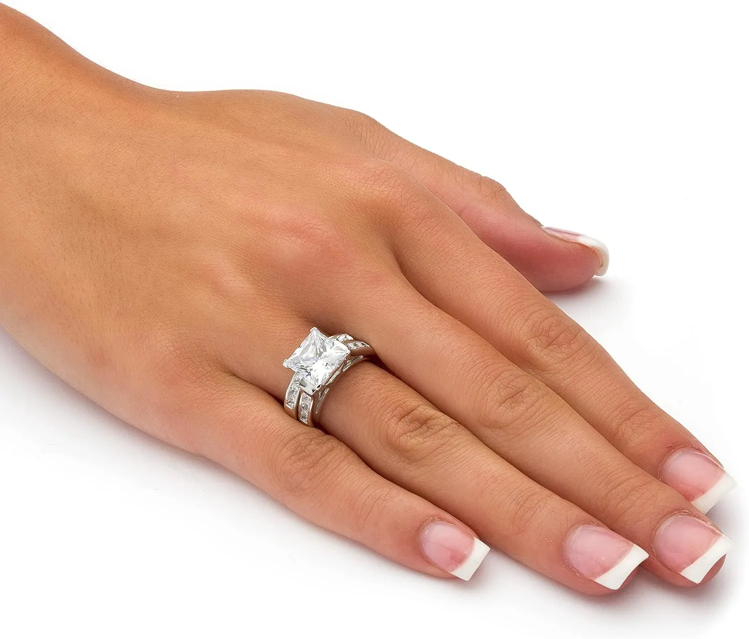 Palm Beach Jewelry 3.81 TCW CZ 2-Piece Bridal Set in Platinum Plated .925 Sterling Silver