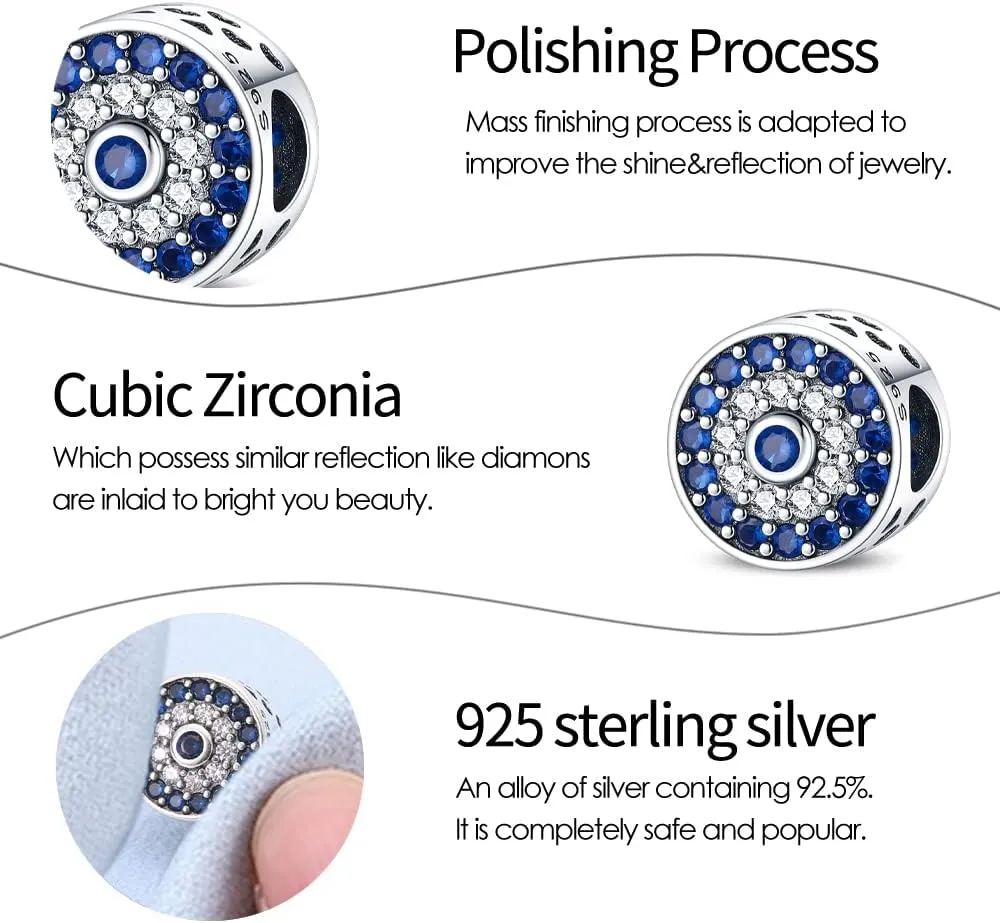 Pandach 925 Sterling Silver Charms for Bracelets Necklace with 5A CZ Stones Dangle Pendant Bead Jewelry Beads Gifts for Women