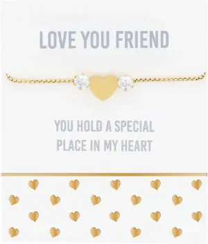 Pavilion Gift Company - Love You Friend - 18K Gold Plated Adjustable Drawstring Bracelet Friend Best Friend Bestie Friendship Love Appreciation Fashion Accessory
