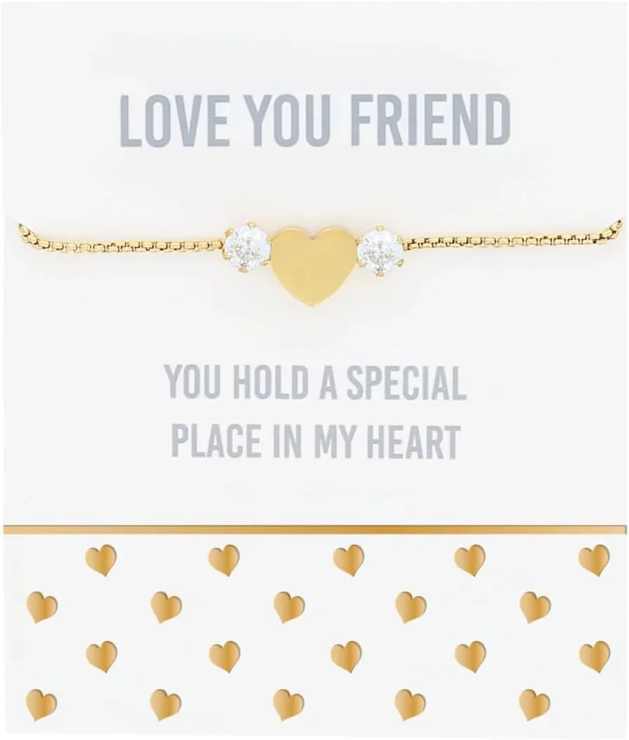 Pavilion Gift Company - Love You Friend - 18K Gold Plated Adjustable Drawstring Bracelet Friend Best Friend Bestie Friendship Love Appreciation Fashion Accessory