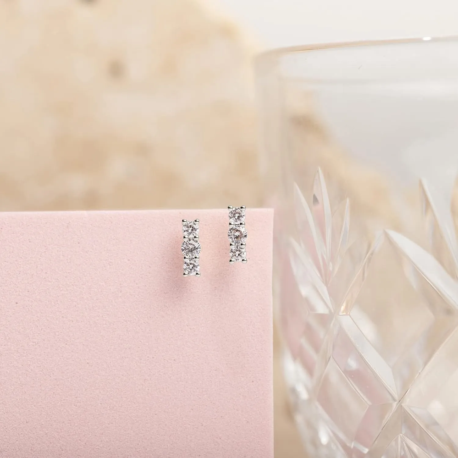 PAVOI 14K Gold Plated 925 Sterling Silver CZ Simulated Diamond Earrings | Dainty Geometric Shape Mini Bar Stud Earrings for Women