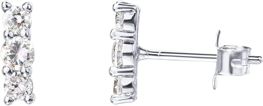 PAVOI 14K Gold Plated 925 Sterling Silver CZ Simulated Diamond Earrings | Dainty Geometric Shape Mini Bar Stud Earrings for Women