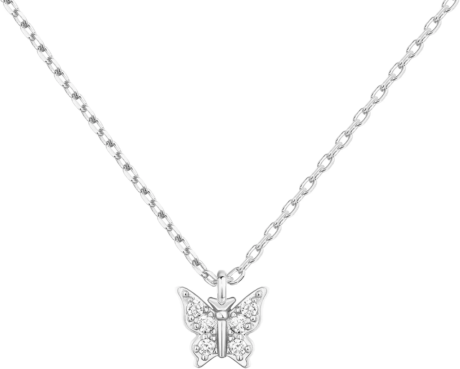 PAVOI 14K Gold Plated Dainty Cubic Zirconia Pendant Necklace for Women | Dot, Elephant, Butterfly, Pineapple, Lock, Knot, Palm Tree, Bow, Smiley Pendant | Layering Chain Necklaces