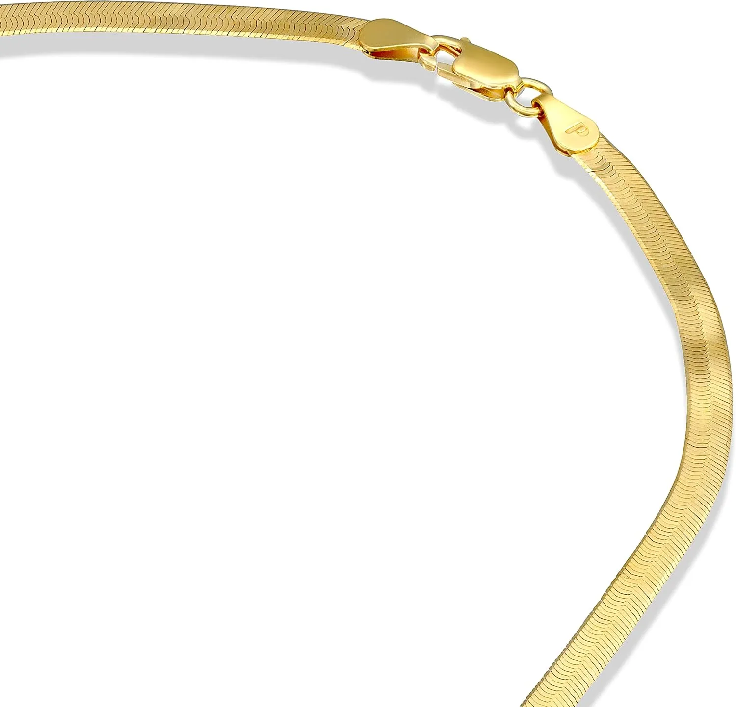 PAVOI Italian Solid 925 Sterling Silver, 22K Gold Plated Chain Necklaces | Snake, Square Box, Cable, Super Flex Curb, Miami Cuban and Rope Diamond-Cut Herringbone Necklace for Women and Men | MADE IN ITALY