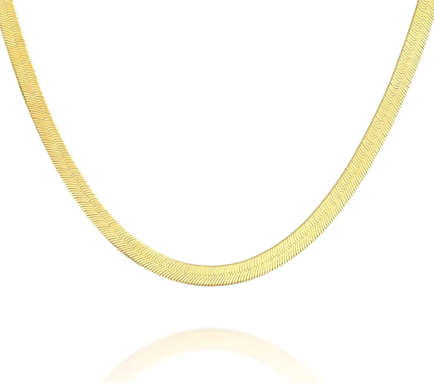PAVOI Italian Solid 925 Sterling Silver, 22K Gold Plated Chain Necklaces | Snake, Square Box, Cable, Super Flex Curb, Miami Cuban and Rope Diamond-Cut Herringbone Necklace for Women and Men | MADE IN ITALY