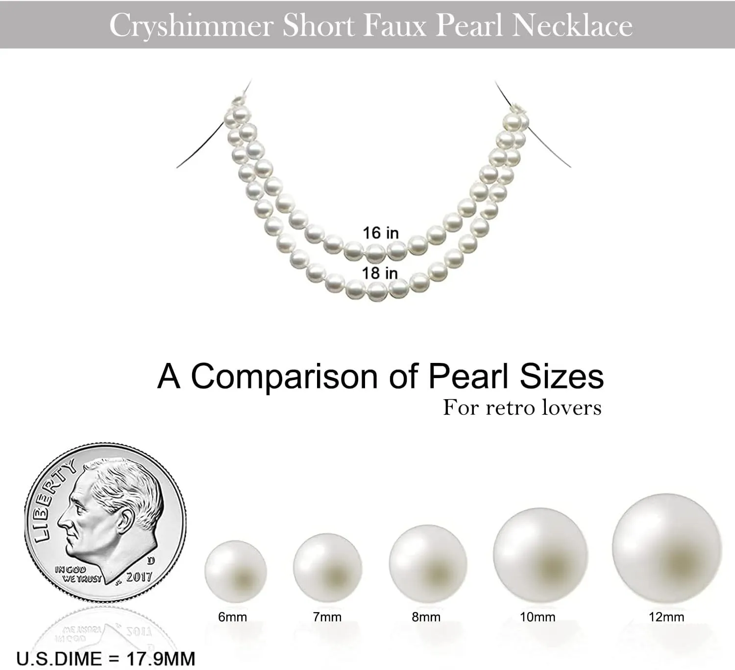 Pearl Choker Necklace for Women Faux Pearl Beads Strand Necklace Earring Set Costume Jewelry