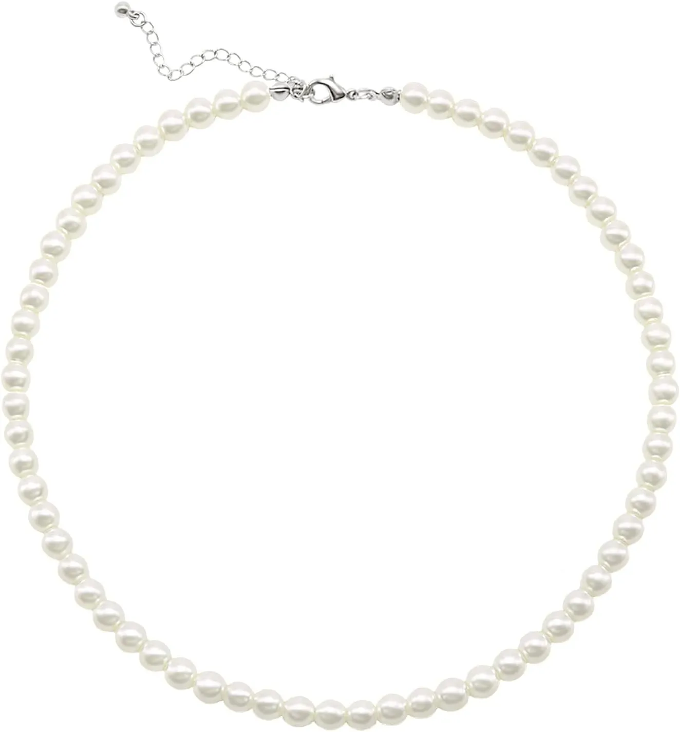 Pearl Choker Necklace for Women Faux Pearl Beads Strand Necklace Earring Set Costume Jewelry