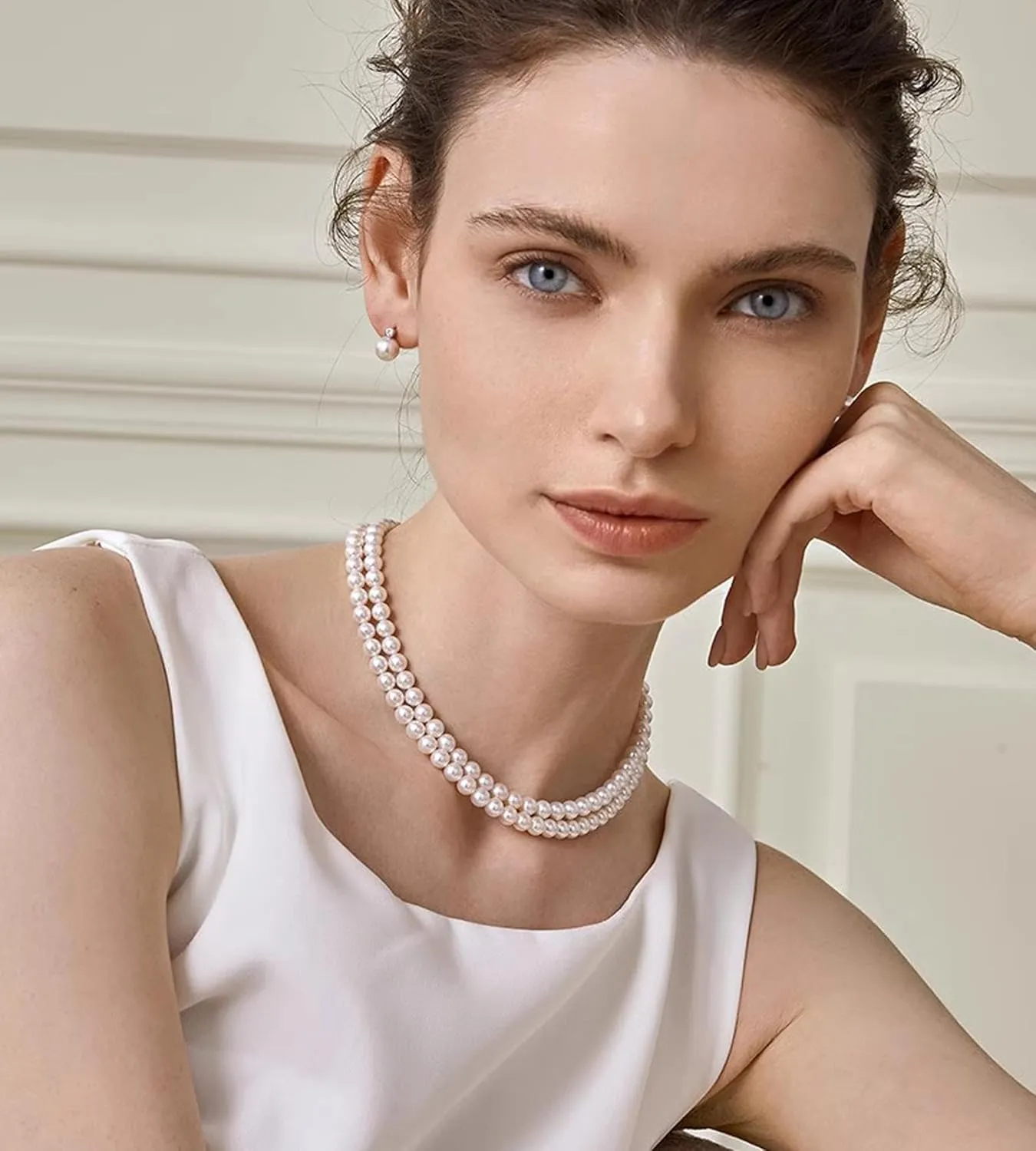 Pearl Standard Necklace for Women 6mm Pearl Choker Chain Necklace Gifts for Women Mom Grandma