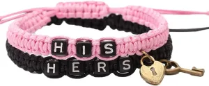 Personality Best Friend Necklaces Adjustable Chain Bracelet, 2Pcs/Set HIS HERS Letter Lock Key Charm Handmade Woven Couple Bracelet Bangle Jewelry Gift for BFF Friendship Couples A
