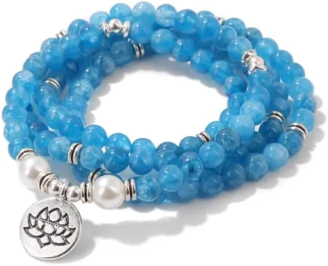 Pink Chalcedony Charm Bracelets Tibetan Buddhist 108 Beads Mala Bracelet Prayer Rosary Yoga For Women Men