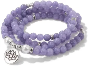 Pink Chalcedony Charm Bracelets Tibetan Buddhist 108 Beads Mala Bracelet Prayer Rosary Yoga For Women Men