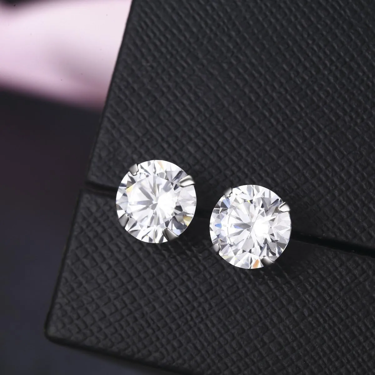 Platinum Plated Sterling Silver Stud Earrings Made with Austrian Crystals