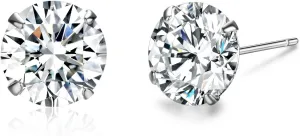 Platinum Plated Sterling Silver Stud Earrings Made with Austrian Crystals