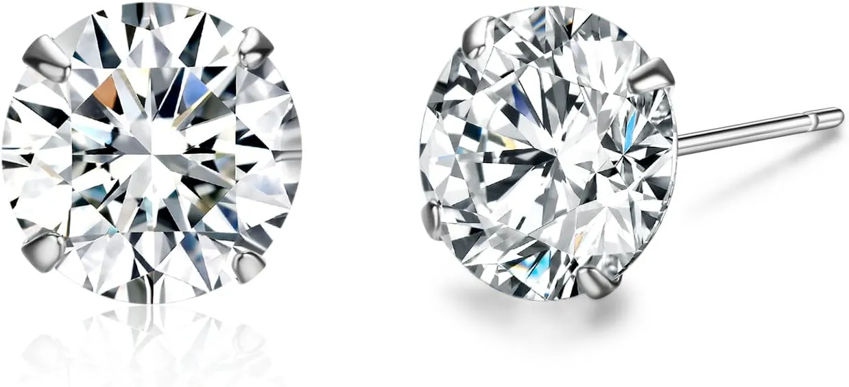 Platinum Plated Sterling Silver Stud Earrings Made with Austrian Crystals