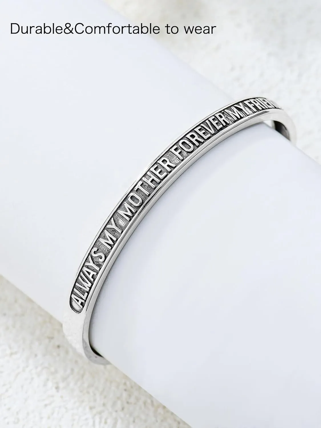 POIUY Inspirational Bracelet for Women Men Sterling Silver Strength Mantra Cuff Bracelet Set Anniversary Birthday Graduations Jewelry Gift for Everyone You Love
