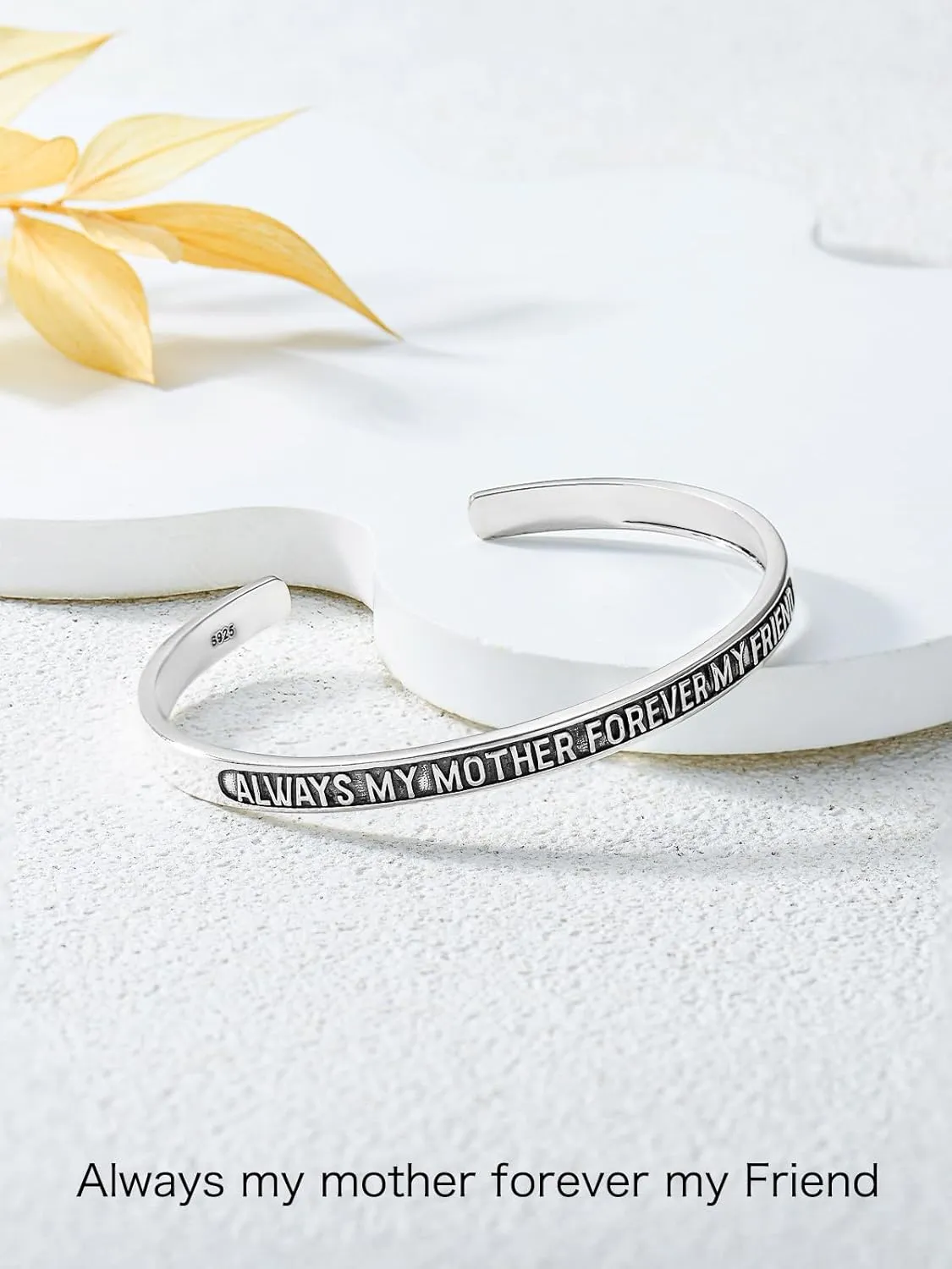 POIUY Inspirational Bracelet for Women Men Sterling Silver Strength Mantra Cuff Bracelet Set Anniversary Birthday Graduations Jewelry Gift for Everyone You Love