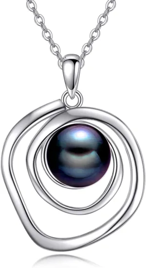 POPLYKE White/Black/Pink/Turquoise/White Opal/Rose Gold Pearl Necklaces for Women Sterling Silver Pearl Pendant Pearl Jewelry for Women Mom Wife