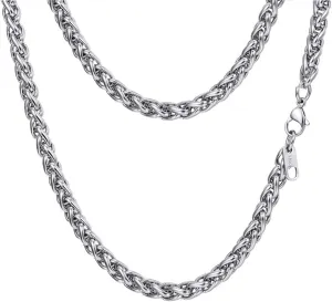 PROSTEEL Stainless Steel Chain Necklace for Men Women, Wheat Chain/Rope Chain, Black/Silver/Gold Tone, W:3mm/6mm, L: 18/20/22/24/26/28/30 inch, Come with Box