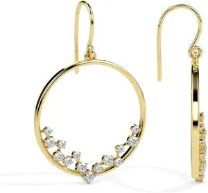 Ranjeeta Fashion Round Cut White Diamond 925 Sterling Silver 14K Yellow Gold Plated Diamond Stud Earrings for Women's