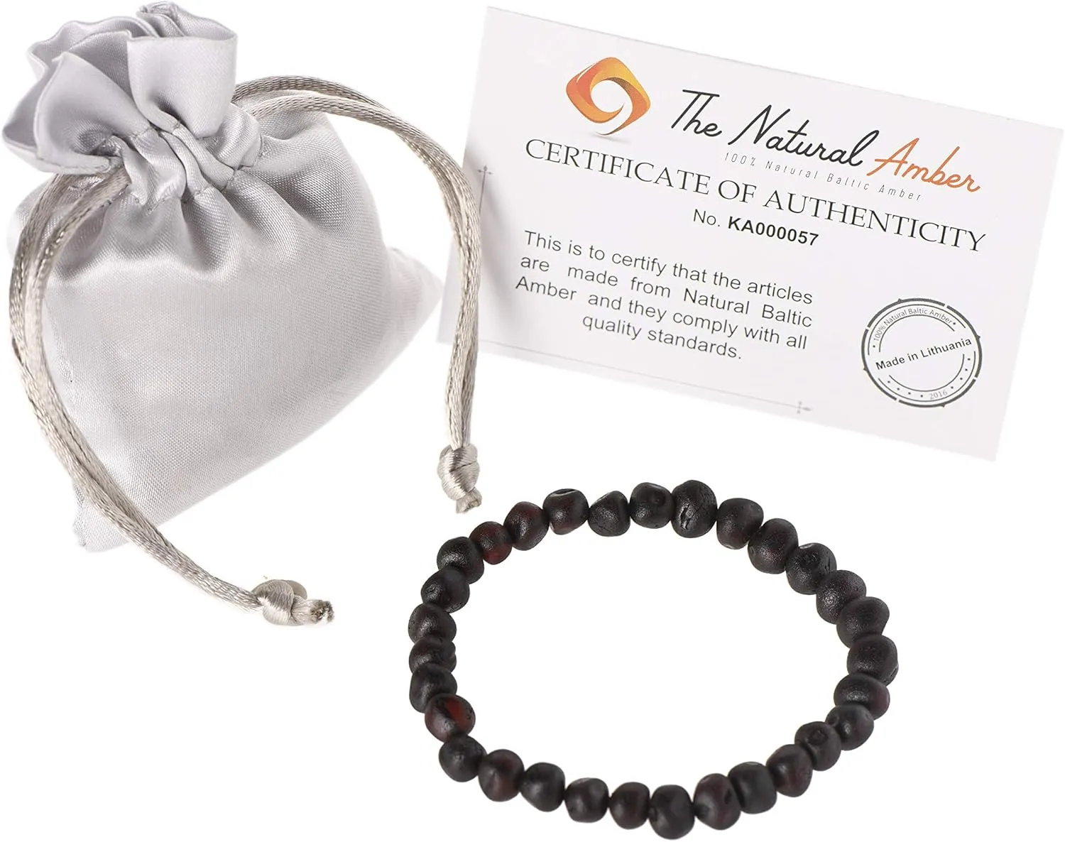 Raw Amber Bracelets for Adults made on Elastic Band - 7 inches Hand-Made from Unpolished/Certified Baltic Amber Beads