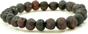 Raw Amber Bracelets for Adults made on Elastic Band - 7 inches Hand-Made from Unpolished/Certified Baltic Amber Beads
