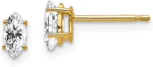 Real 14k Yellow Gold 6x3mm Marquise Cubic Zirconia CZ Studs Earrings - 6mm x 3mm