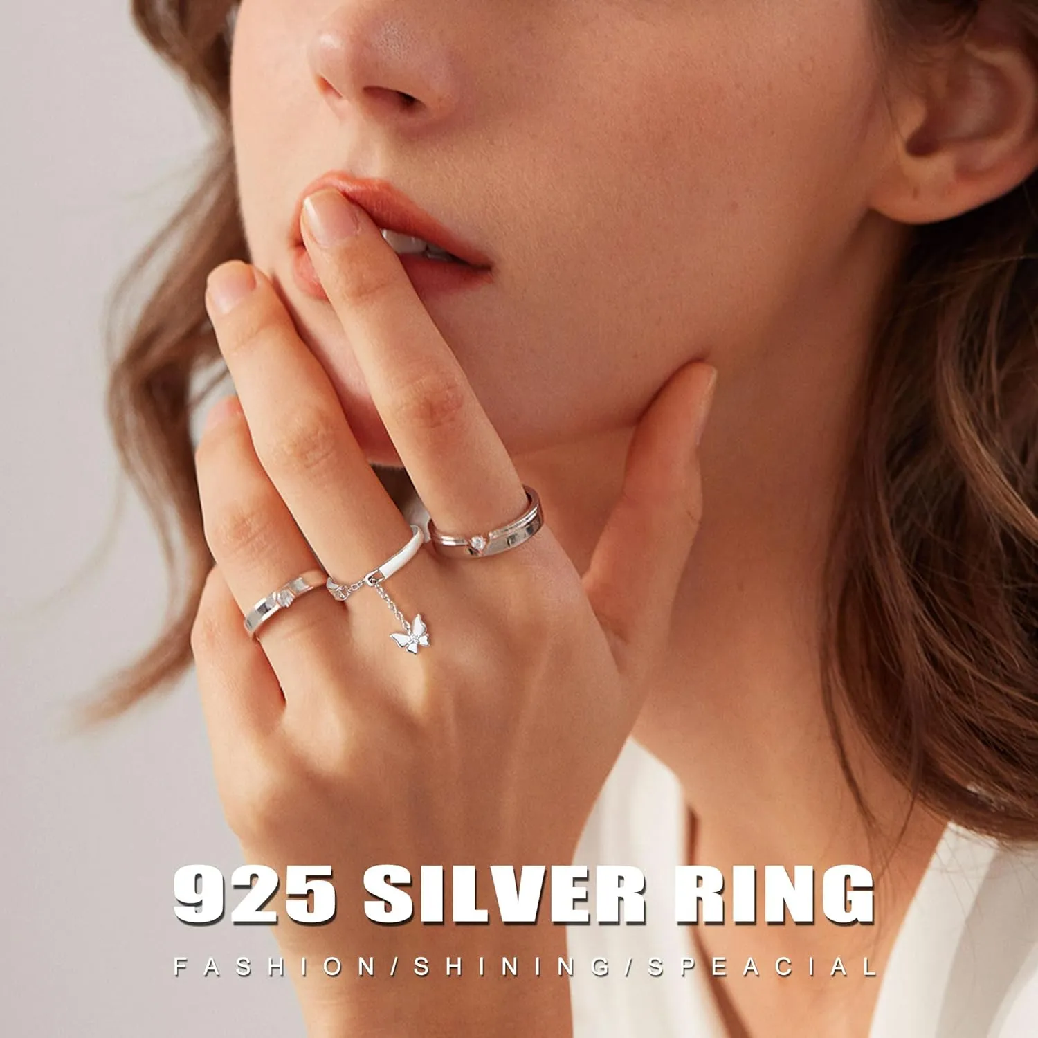 Rings for Women, 925 Sterling Silver 18k Gold Plated Rings, Adjustable Promise Open Crystal Ring for Women Men Couple Wedding Engagement Jewelry Gifts