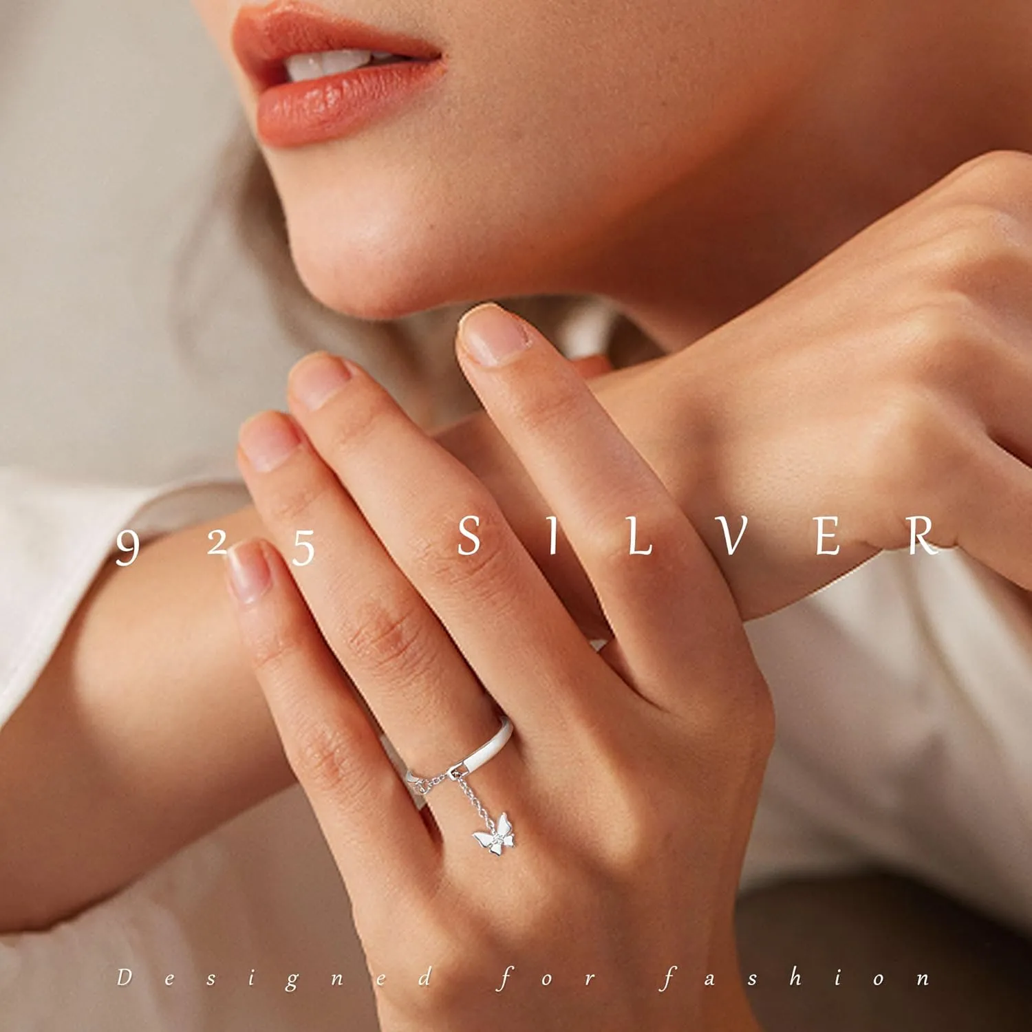 Rings for Women, 925 Sterling Silver 18k Gold Plated Rings, Adjustable Promise Open Crystal Ring for Women Men Couple Wedding Engagement Jewelry Gifts