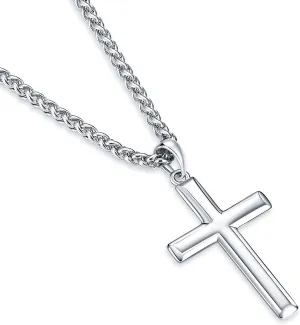 Rnivida Cross Necklace for Men, 925 Sterling Silver Cross Pendant Necklace with Stainless Steel Chain for Everyday