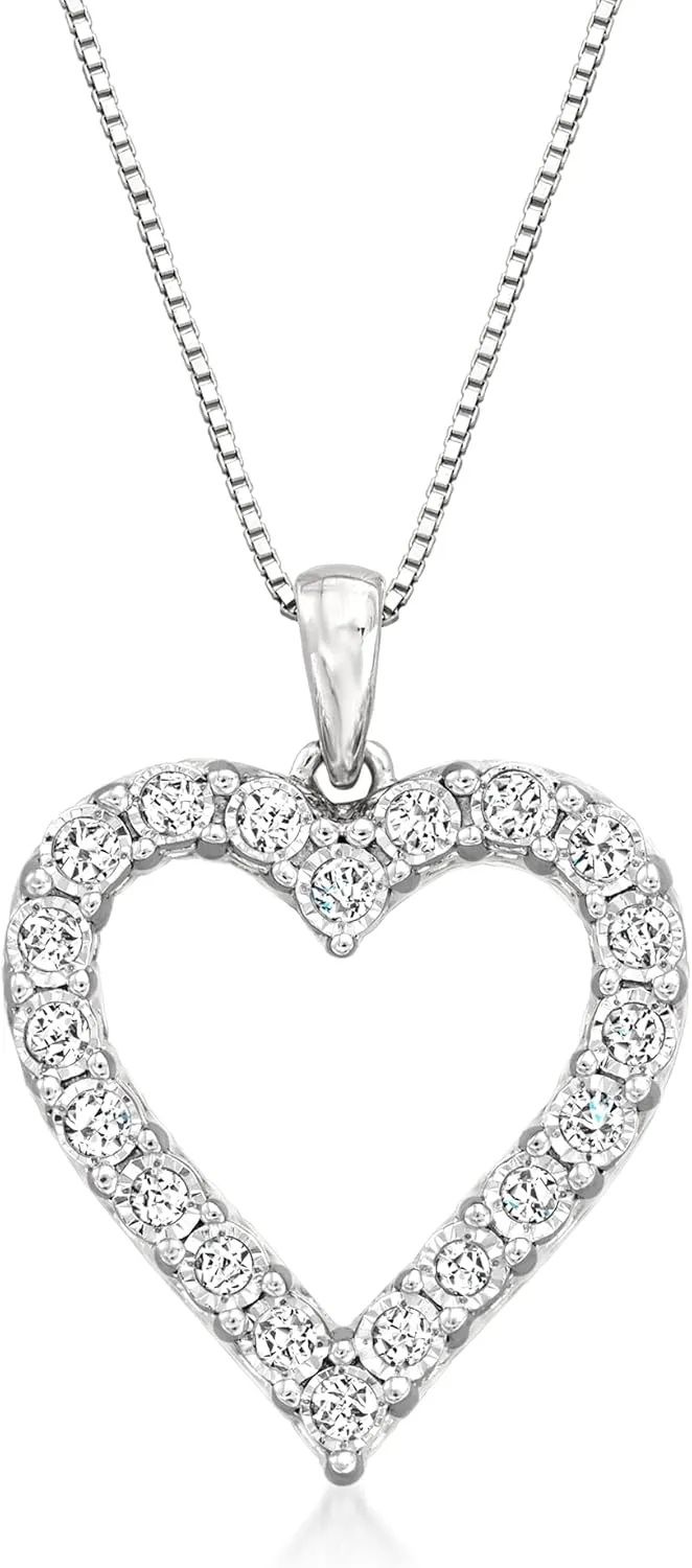 Ross-Simons 0.50 ct. t.w. Diamond Open-Space Heart Pendant Necklace