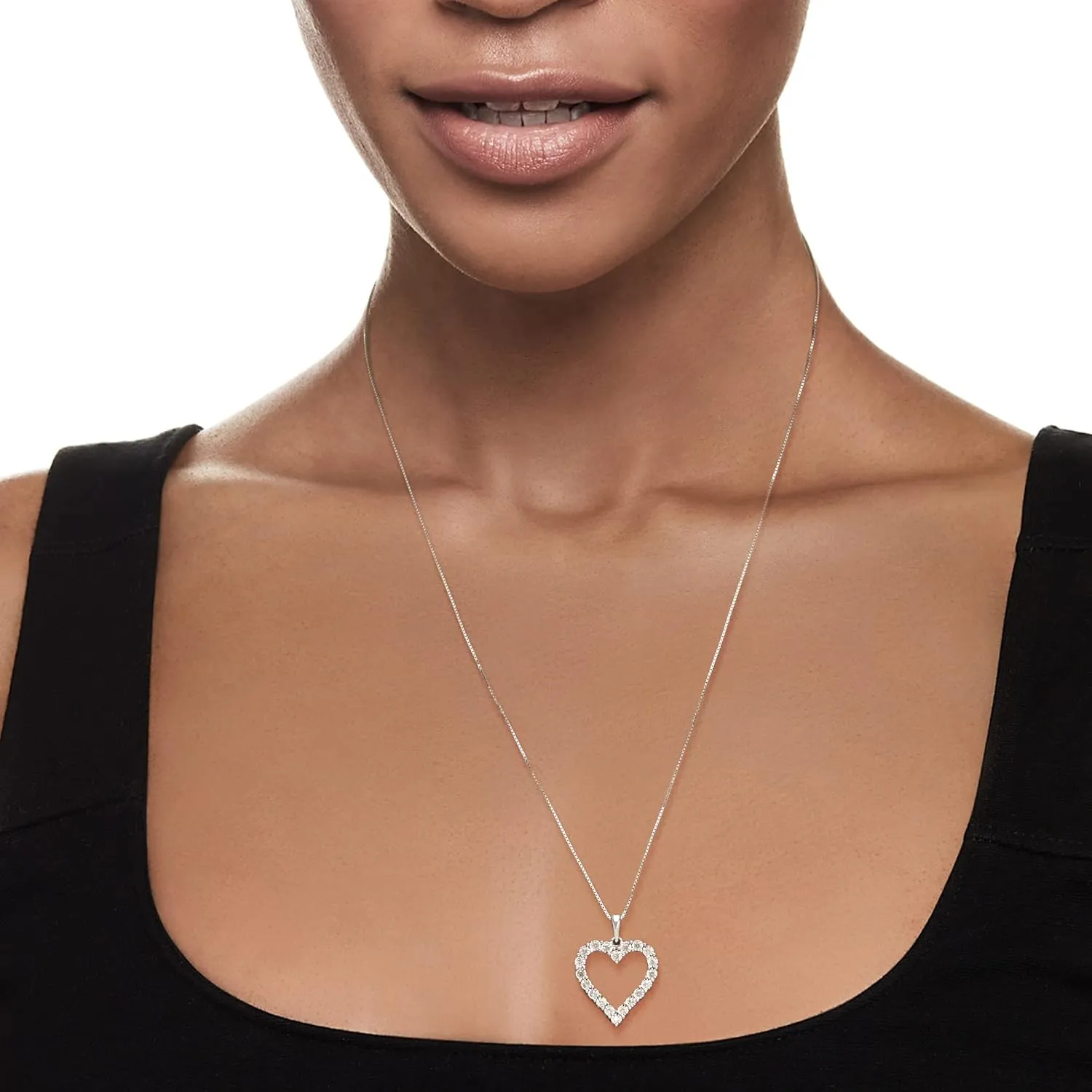 Ross-Simons 0.50 ct. t.w. Diamond Open-Space Heart Pendant Necklace