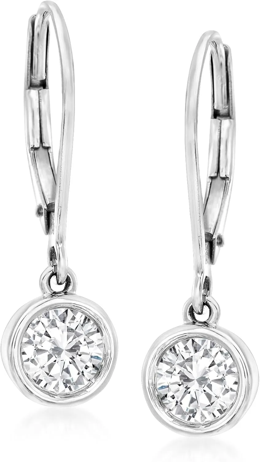 Ross-Simons 1.00 ct. t.w. Bezel-Set Diamond Drop Earrings in 14kt White Gold