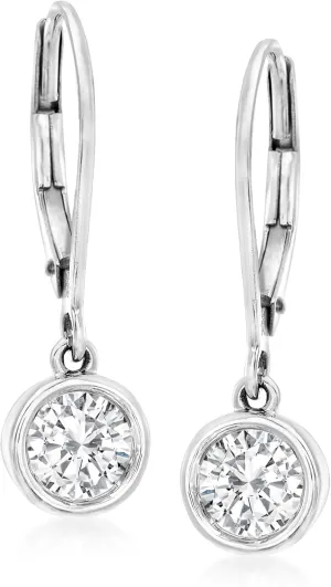 Ross-Simons 1.00 ct. t.w. Bezel-Set Diamond Drop Earrings in 14kt White Gold