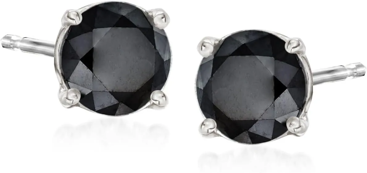 Ross-Simons 1.00 ct. t.w. Black Diamond Stud Earrings in 14kt White Gold