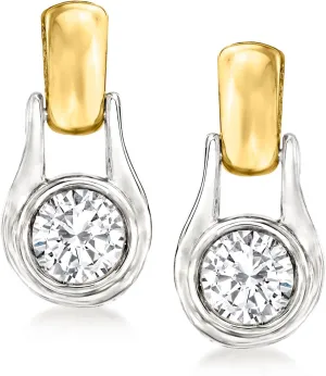 Ross-Simons 1.00 ct. t.w. Diamond 2-Tone Earrings