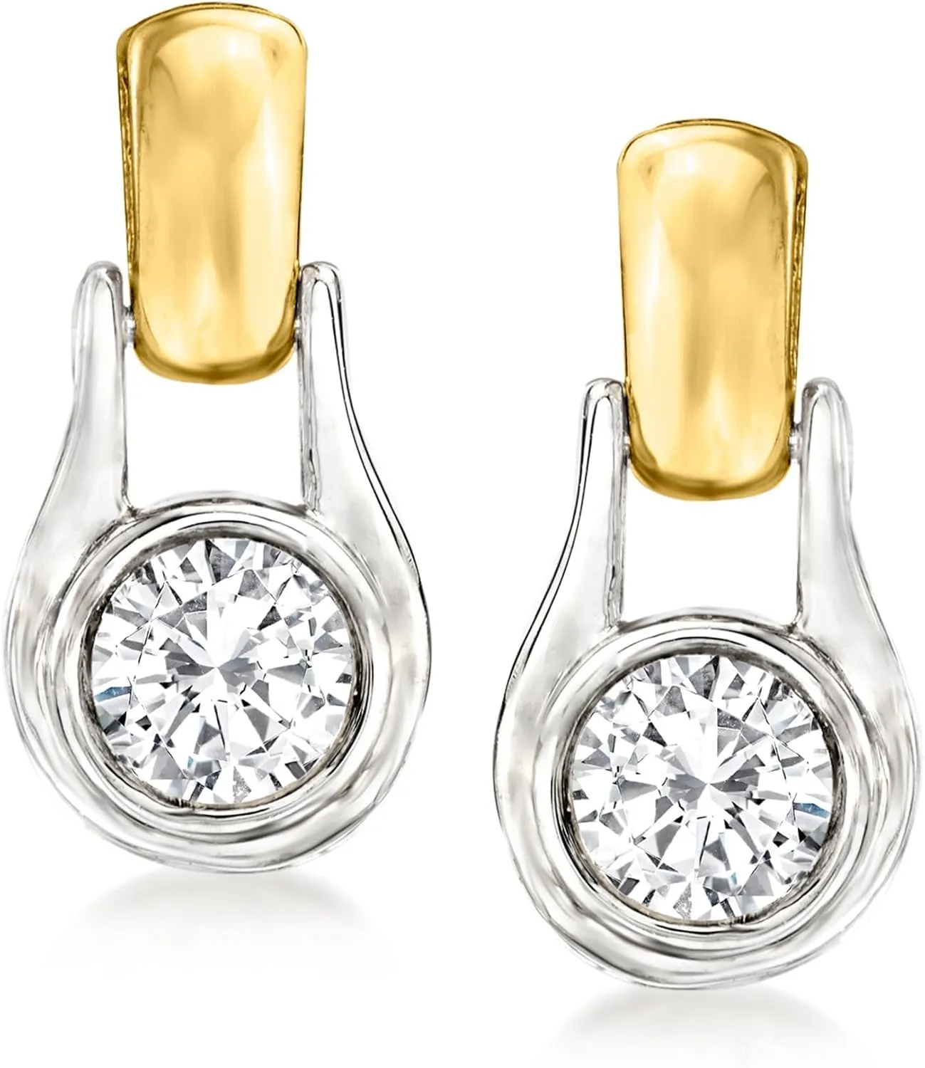 Ross-Simons 1.00 ct. t.w. Diamond 2-Tone Earrings