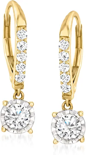 Ross-Simons 1.00 ct. t.w. Diamond Drop Earrings in 14kt Yellow Gold