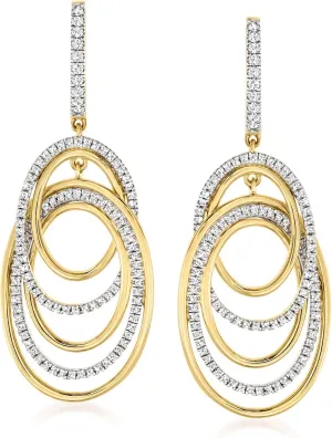 Ross-Simons 1.00 ct. t.w. Pave Diamond Oval-Link Drop Earrings