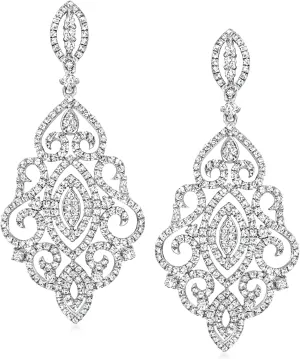Ross-Simons 2.00 ct. t.w. Diamond Scrollwork Drop Earrings in Sterling Silver