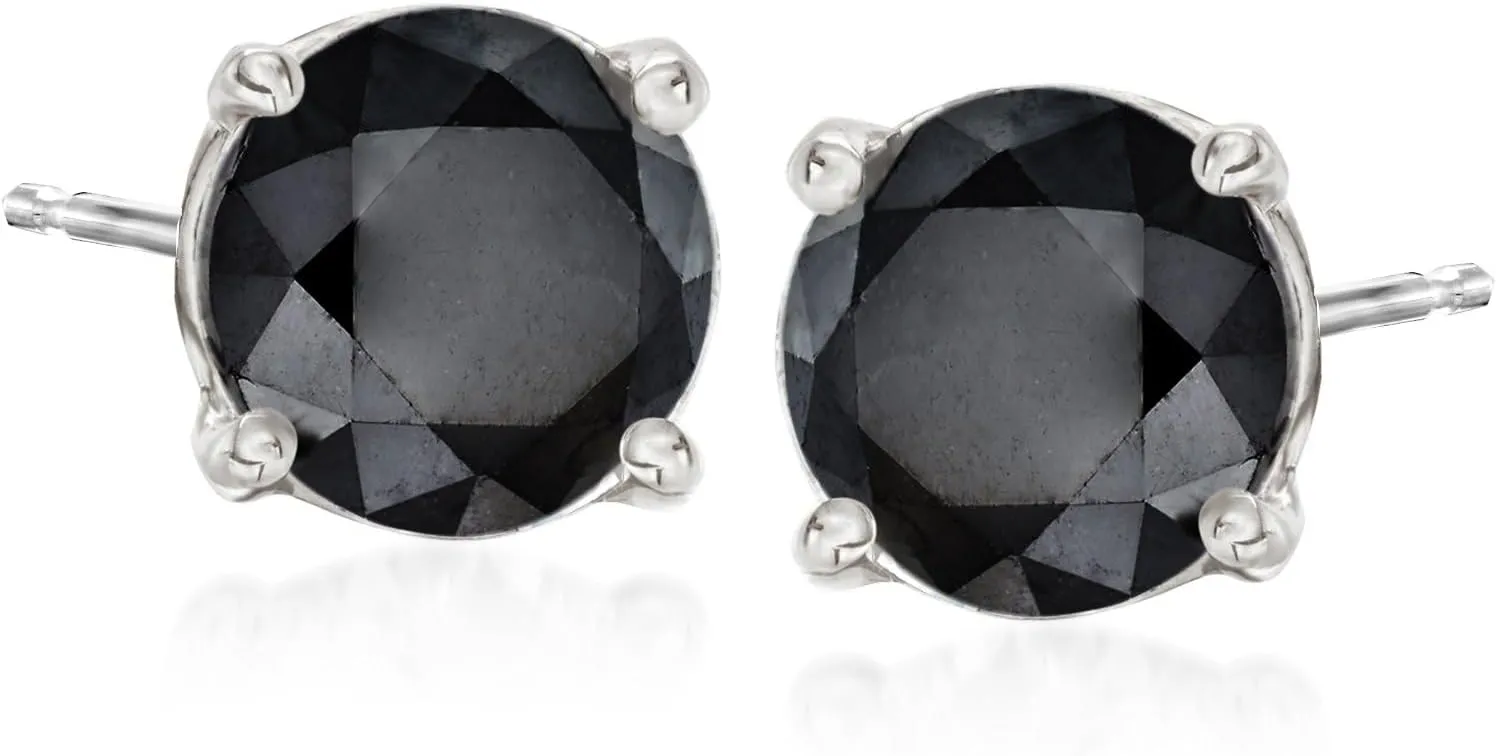 Ross-Simons 3.00 ct. t.w. Black Diamond Stud Earrings in 14kt White Gold